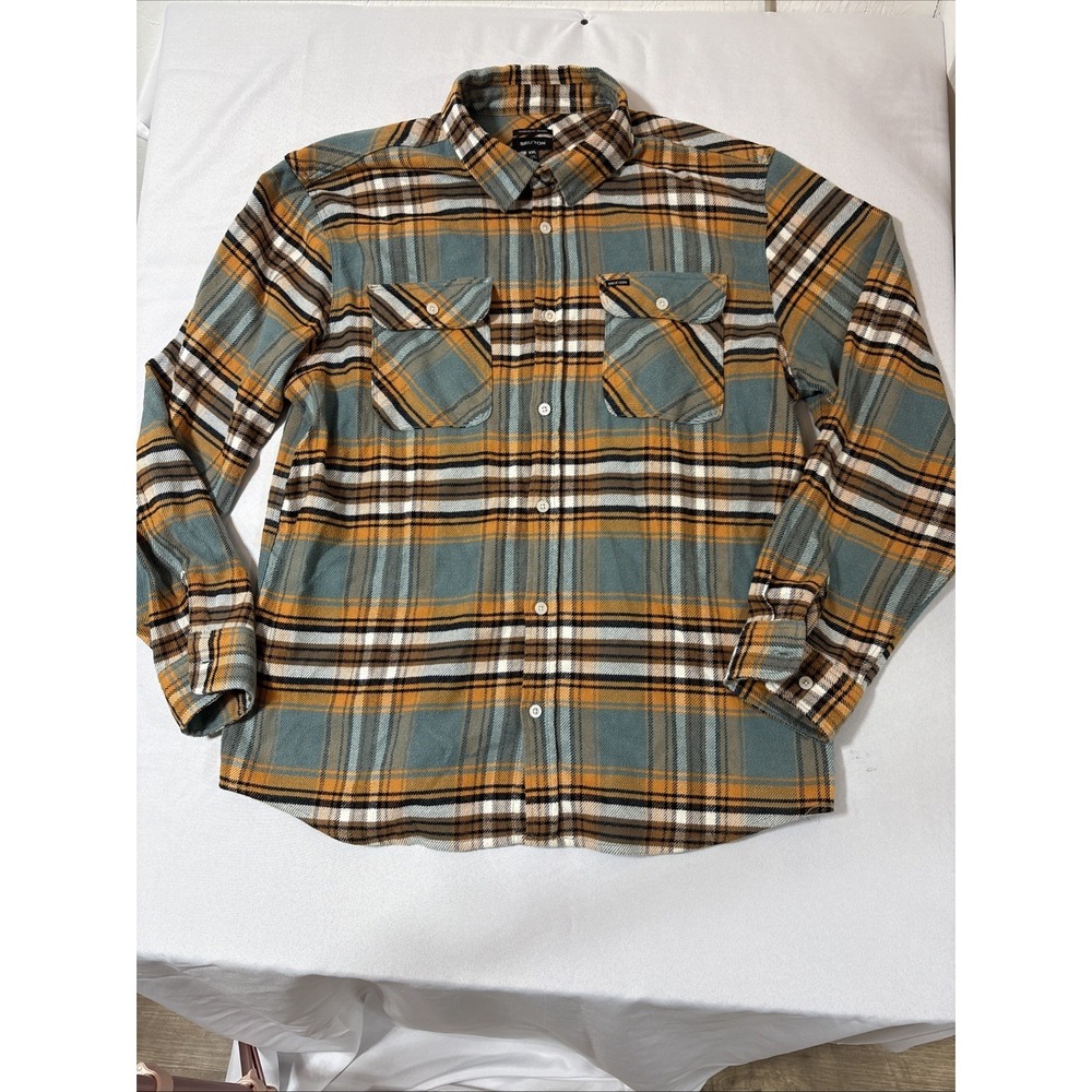 Brixton Shirt Mens XXL Bowery Standard‎ Fit Flannel  Green  Blk Plaid Button